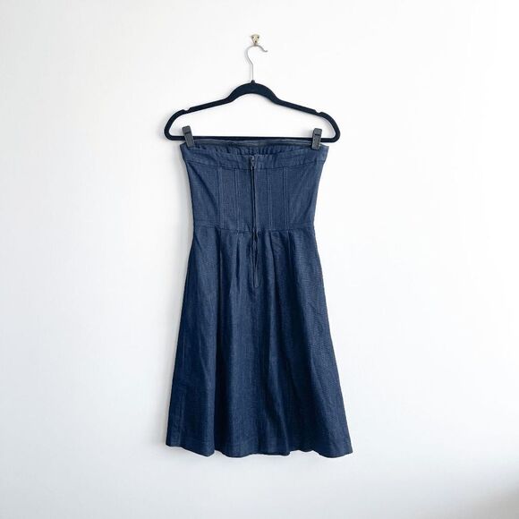 Zara Basic Denim Couture Womens Knee Length Dress Strapless Blue Wash Medium - Picture 2 of 7